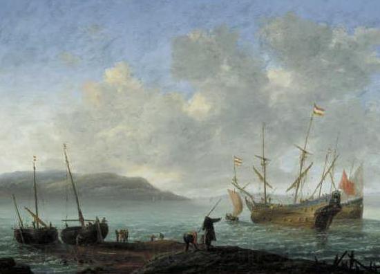 Reinier Nooms Ships in a bay. Norge oil painting art